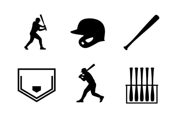 Baseball Batter & Hitter Icon Set EPS