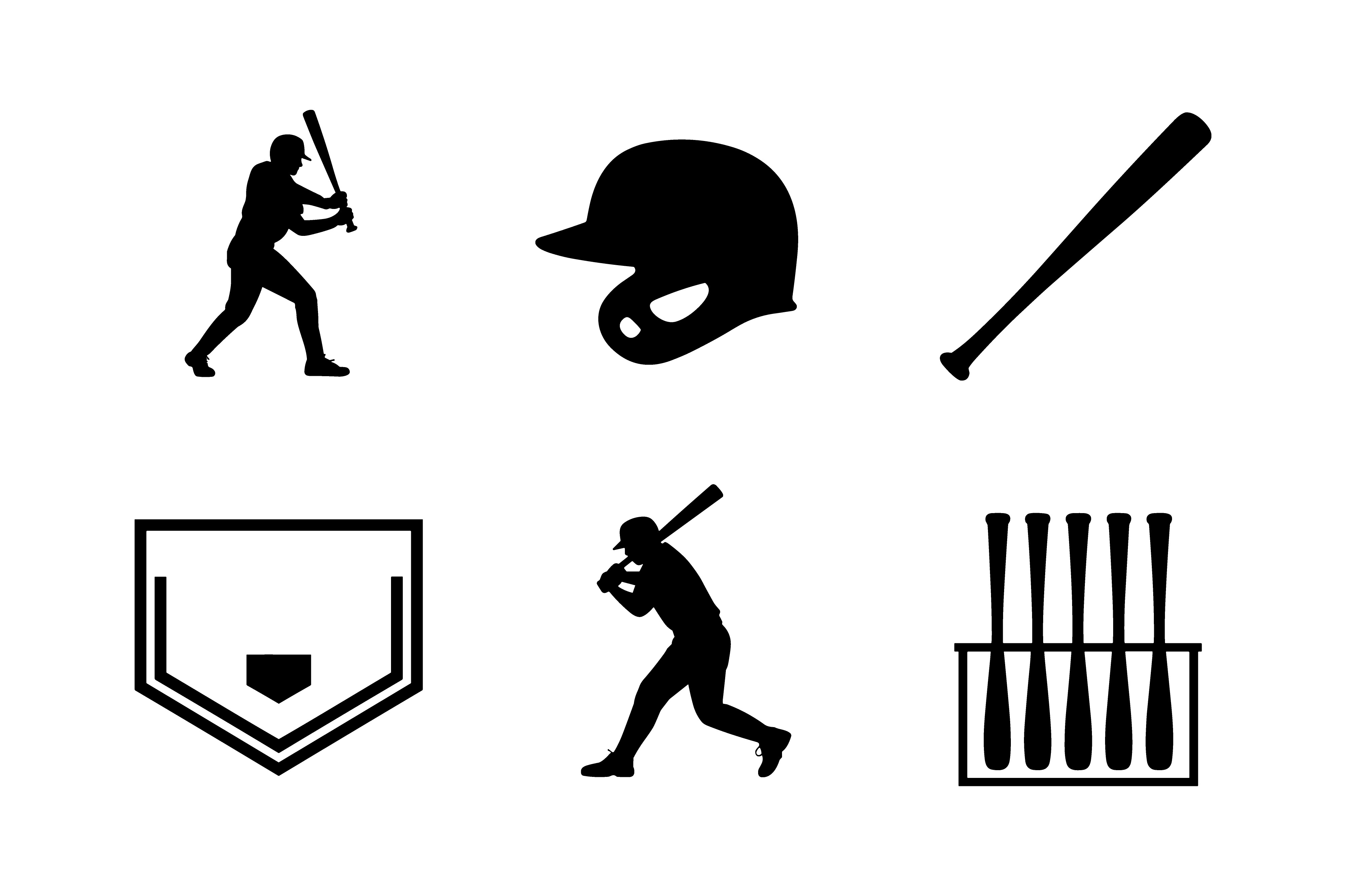 Baseball Batter & Hitter Icon Set EPS