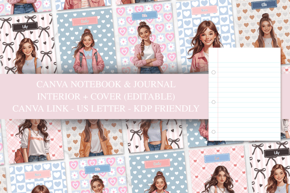 CANVA Pastel Teen Girls Notebook & Cover digital planner cover