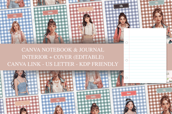 CANVA Trendy Teen Girls Notebook & Cover digital planner cover