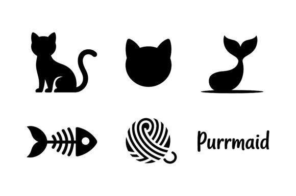 Cute Cat Lover Icon Set EPS