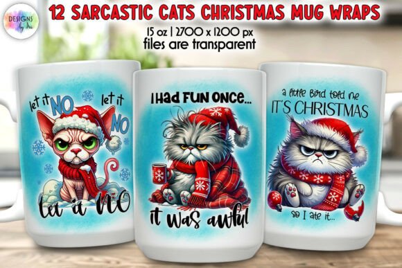 Sarcastic Christmas Mug Wraps Bundle
