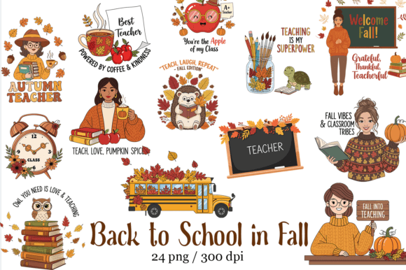 Teacher Fall Clipart Bundle,Teacher PNG