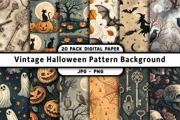 Vintage Halloween Pattern Background