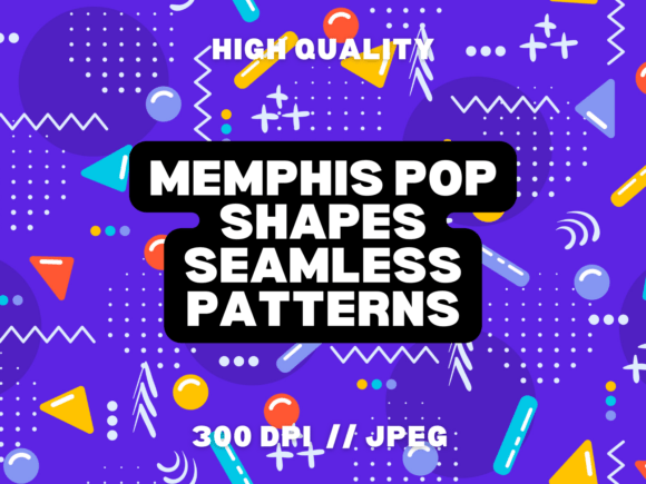 10 Memphis Pop Shapes Seamless Patterns
