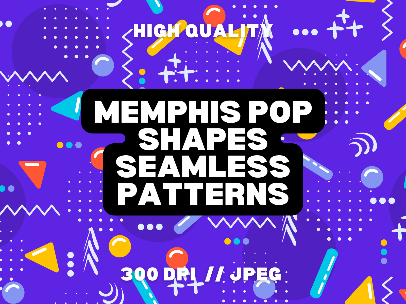 10 Memphis Pop Shapes Seamless Patterns