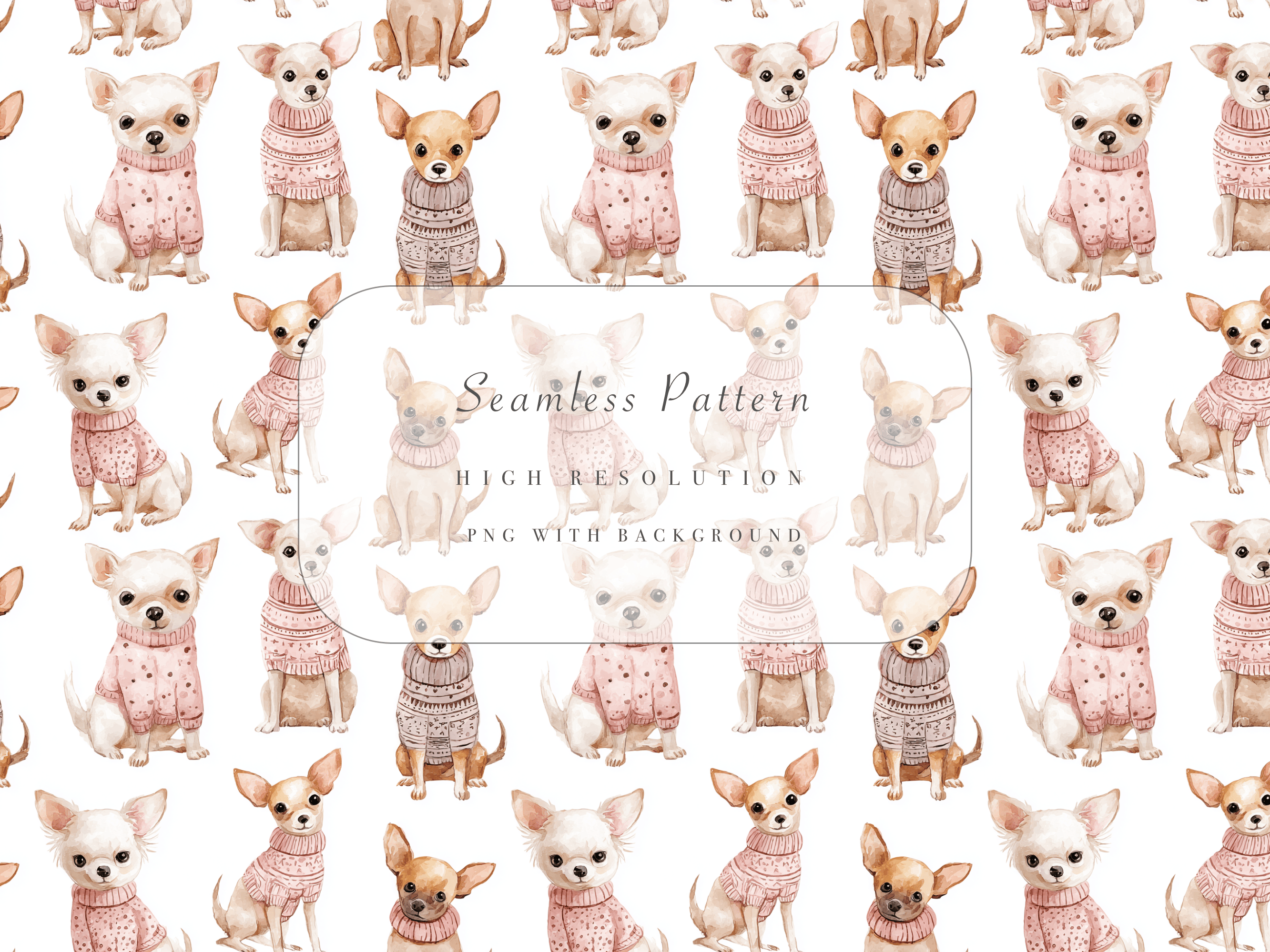 Chihuahua Sweater Seamless Pattern