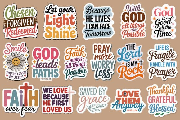 Christian Digital Stickers SVG Bundle.