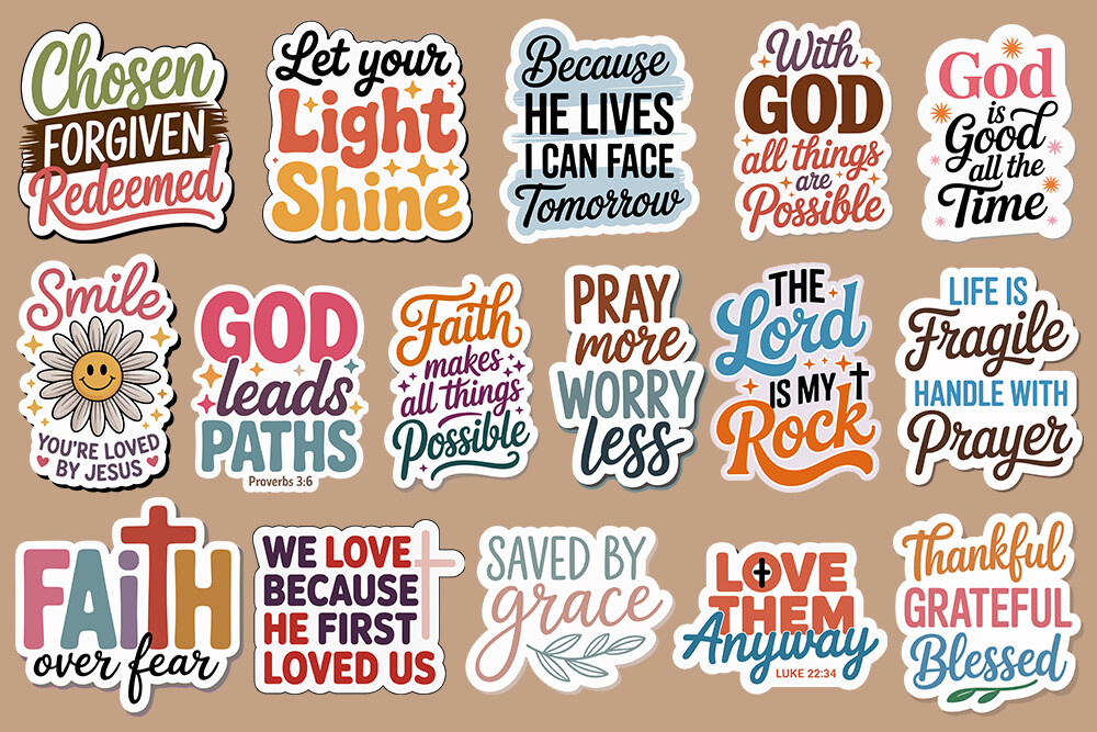 Christian Digital Stickers SVG Bundle.