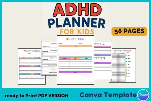 Editable ADHD Planner for Kids | Canva