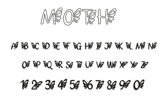 Moth Font PNG with transparent background - Preview 1