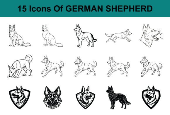 Set of German Shepherd Dog Icons