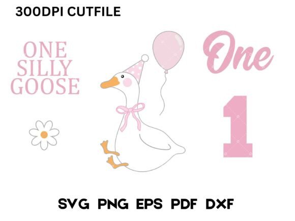 Silly Goose Birthday Clipart Svg Bundle