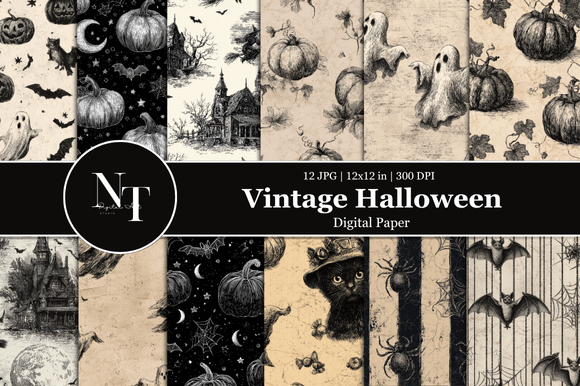 Vintage Halloween Digital Paper