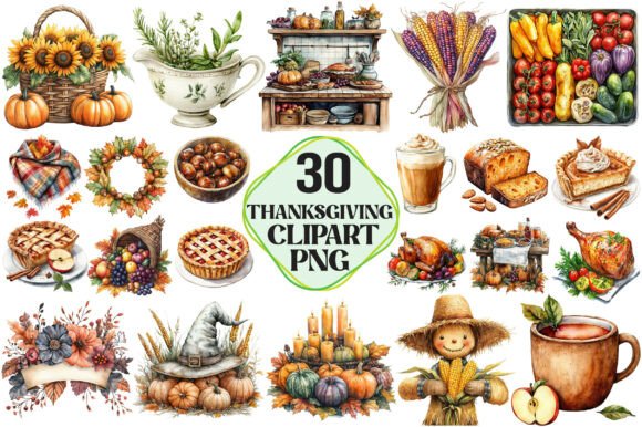 Watercolor Thanksgiving Clipart