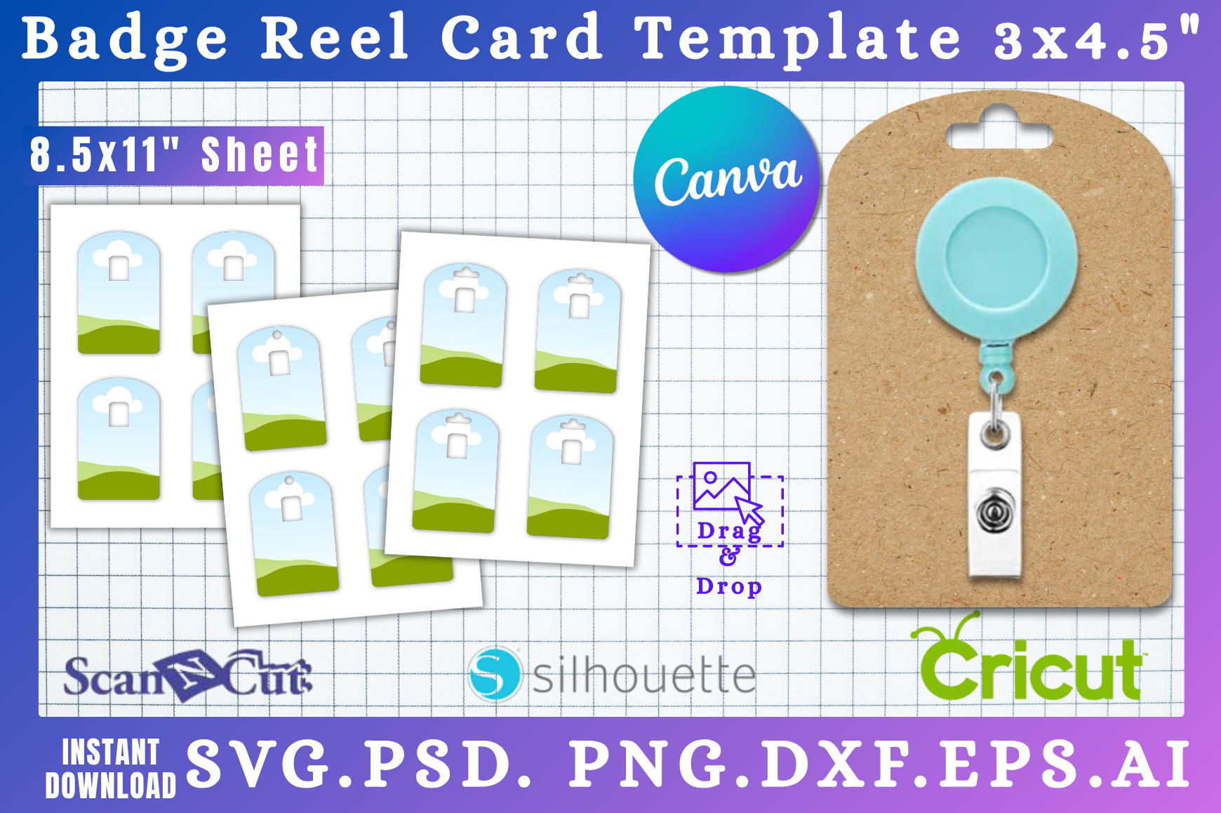 3x4.5" Badge Reel Display Card Template 3 