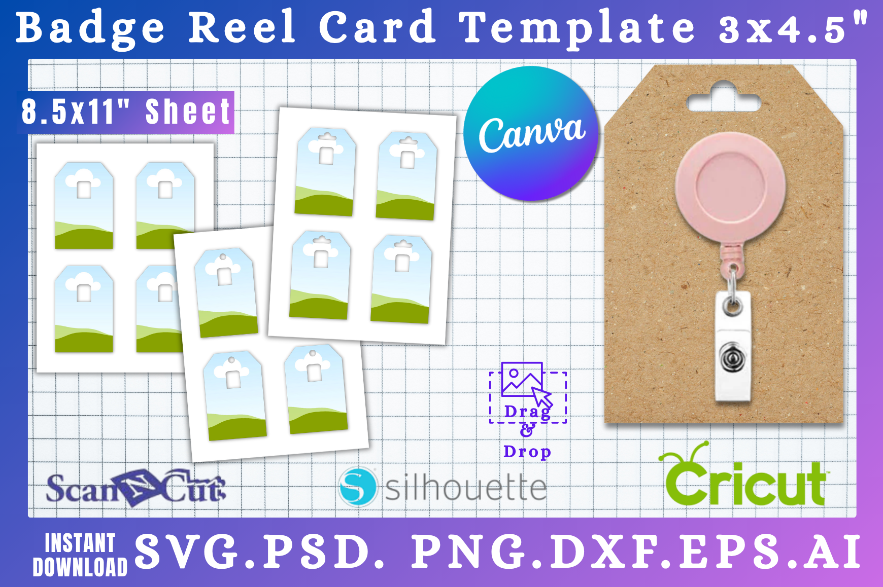 3x4.5" Badge Reel Display Card Template 5