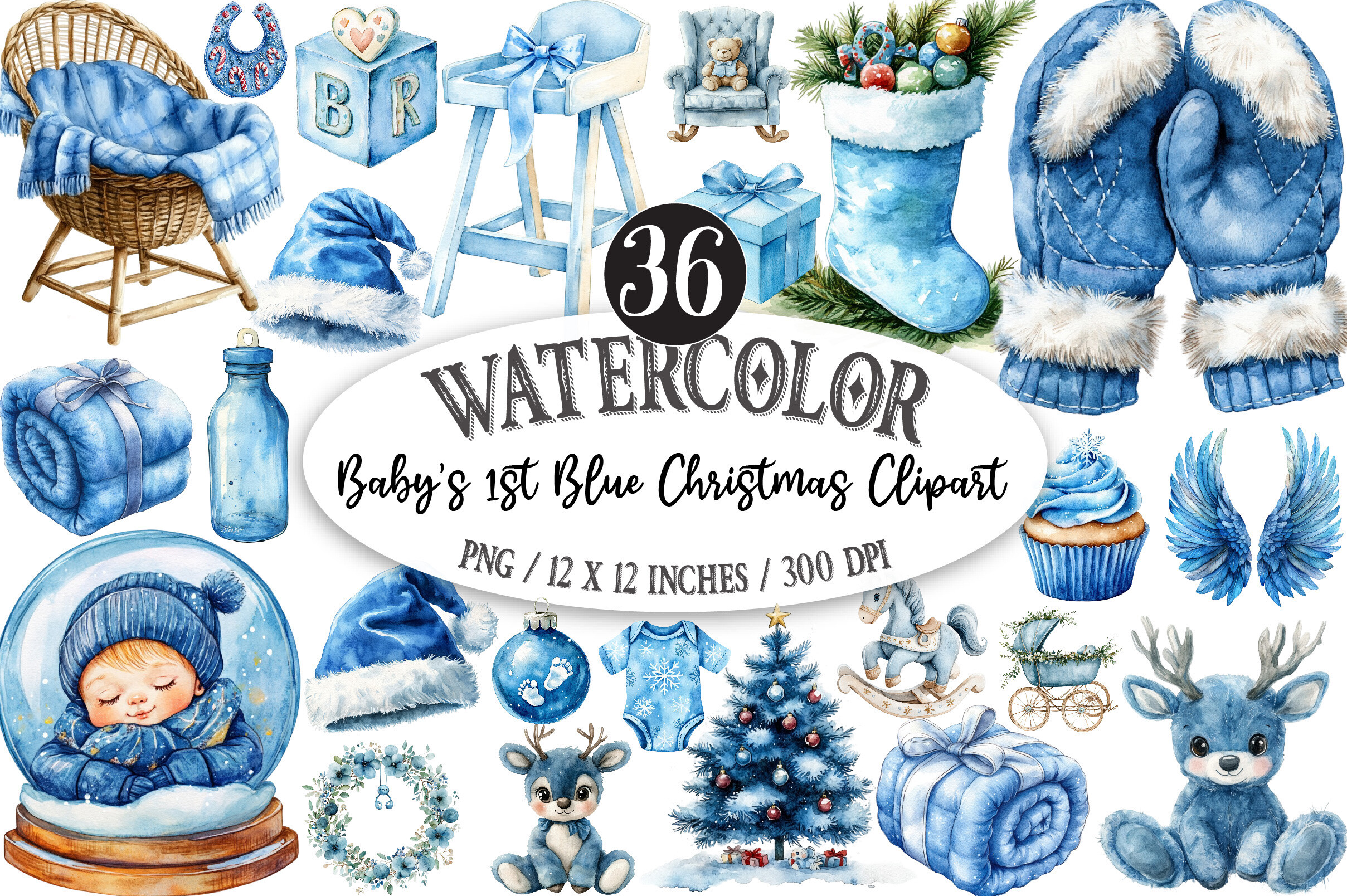 Baby’s 1st Blue Christmas Clipart - photo 1