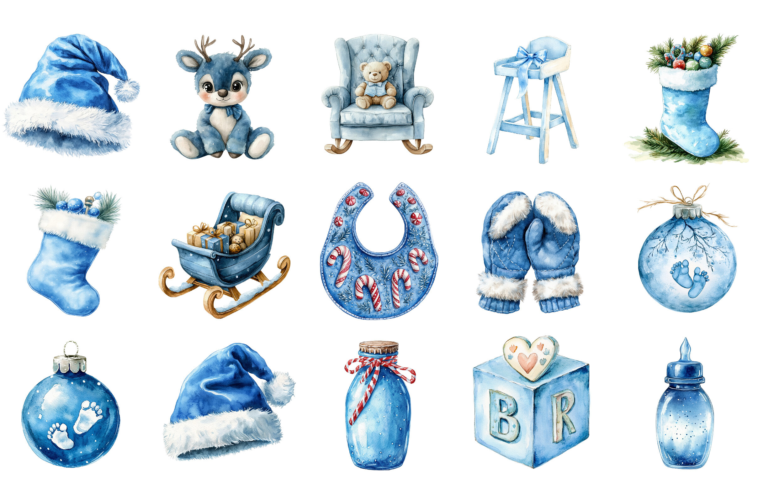 Baby’s 1st Blue Christmas Clipart - photo 2
