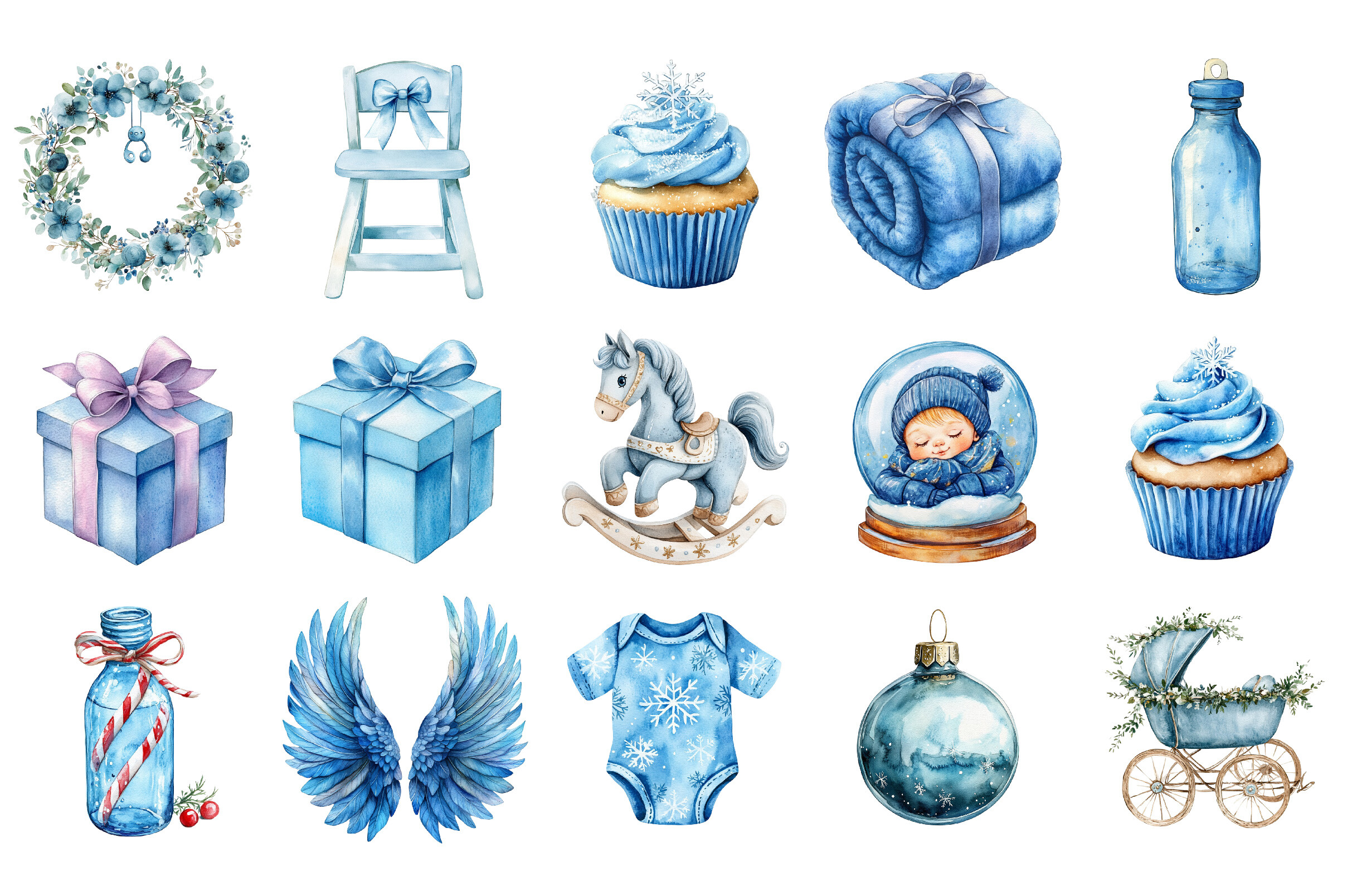Baby’s 1st Blue Christmas Clipart - photo 3