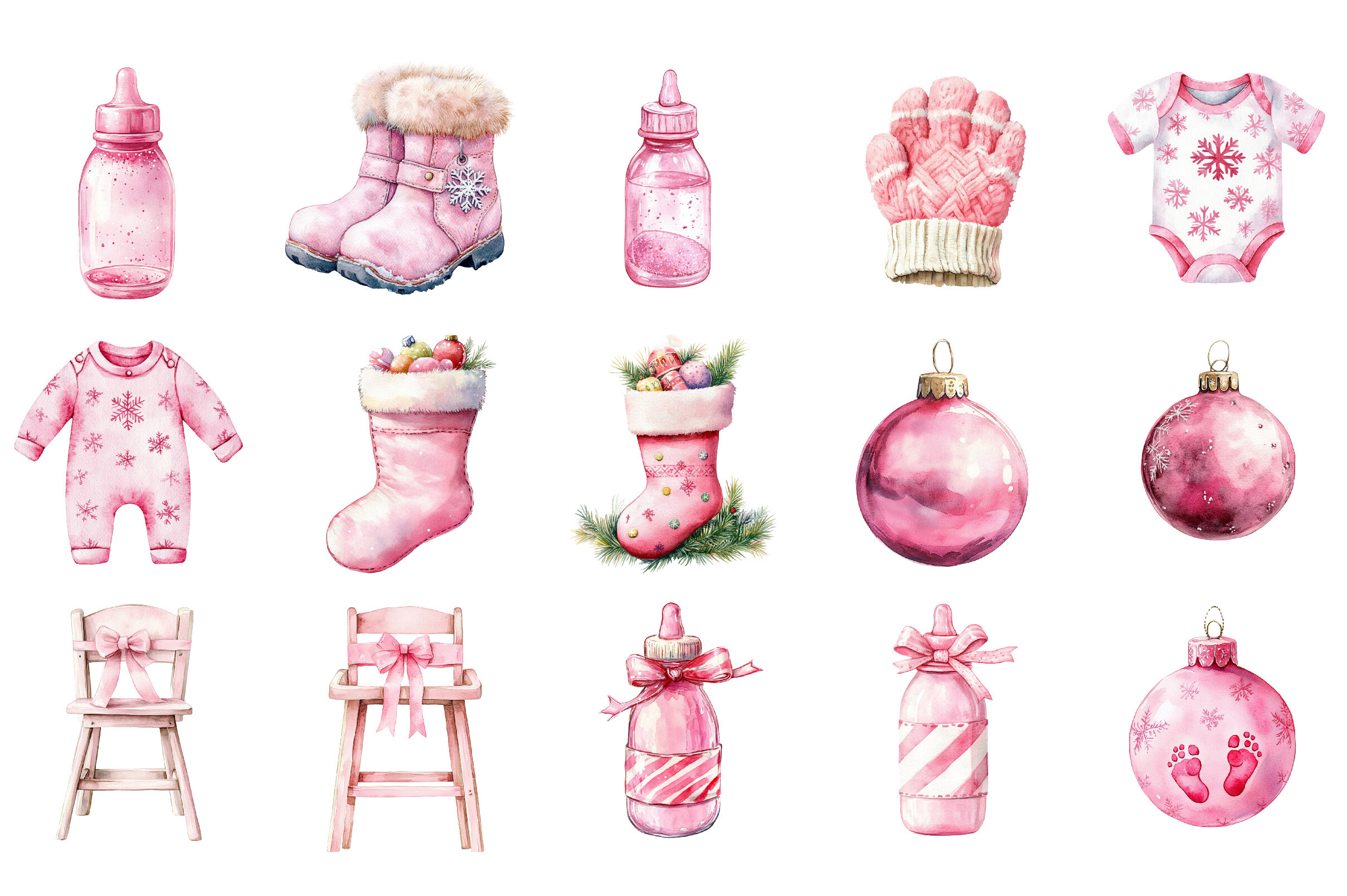 Baby’s 1st Pink Christmas Clipart - photo 2