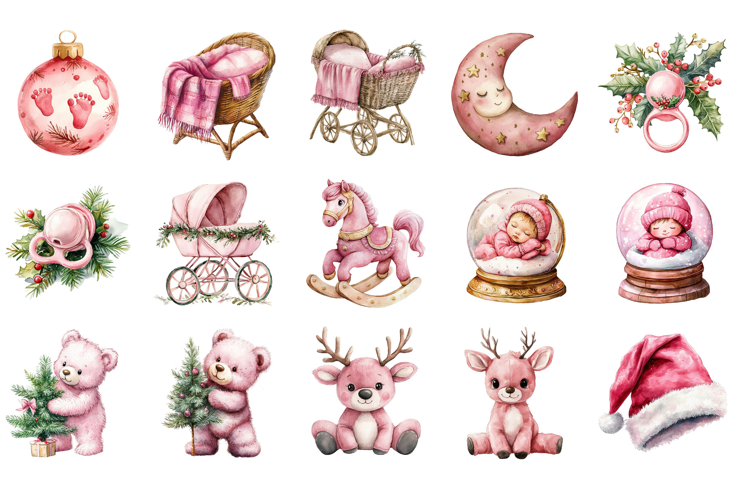 Baby’s 1st Pink Christmas Clipart - photo 3