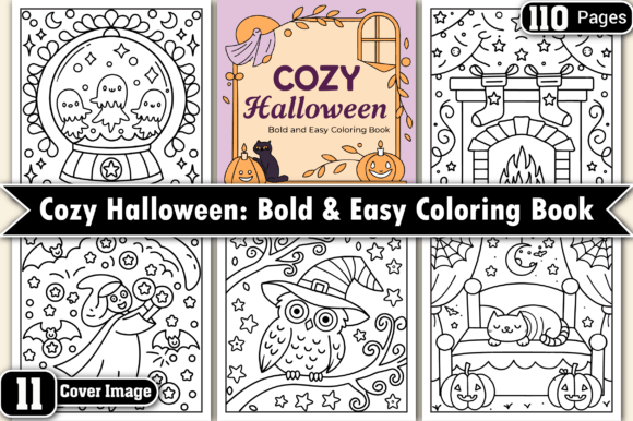 Cozy Halloween Bold & Easy Coloring Page