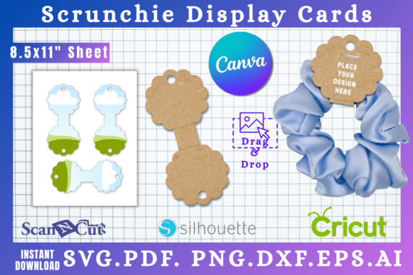 Round Scrunchie Display Tag SVG Template