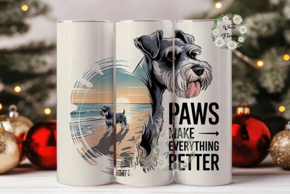Schnauzer Beach Sunset 20oz Tumbler