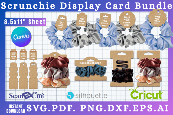 Scrunchie Display Card Template Bundle