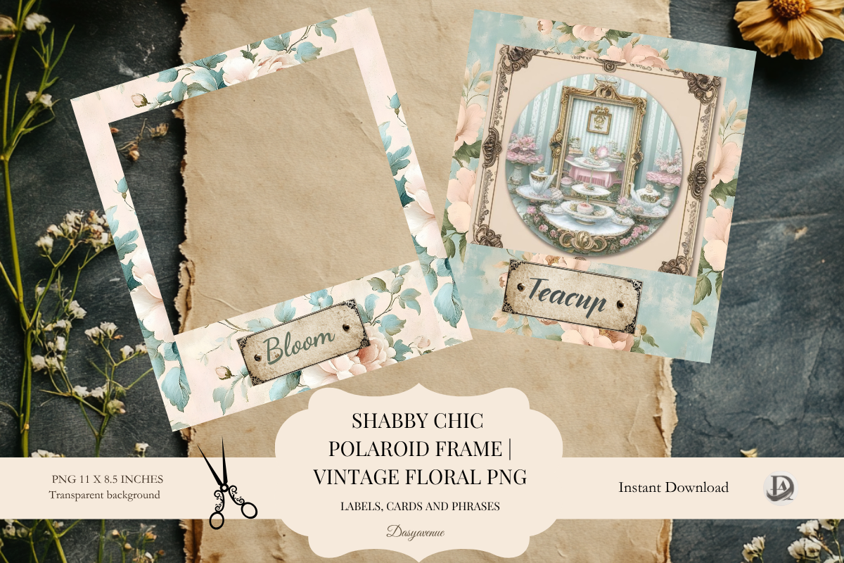 Shabby Chic Polaroid Frame PNG Set