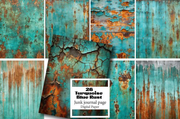 Turquoise Blue Rust Paper Pack