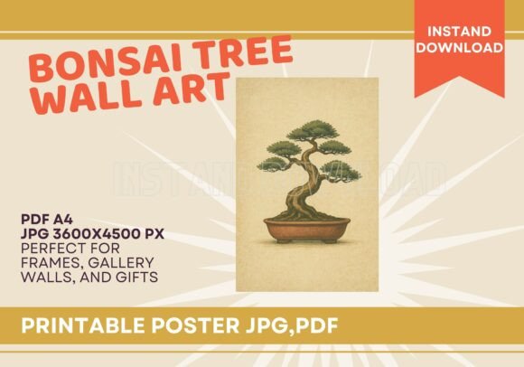 Vintage Japanese Bonsai Tree Retro