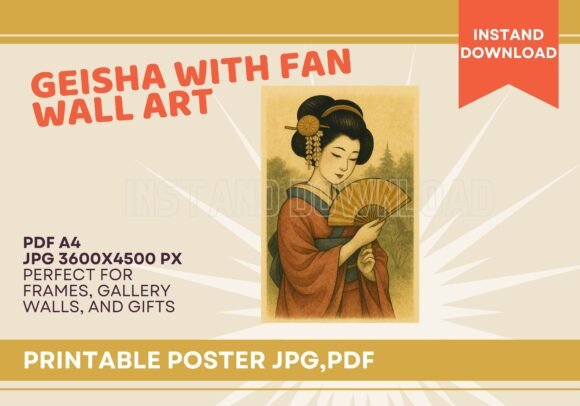 Vintage Japanese Geisha with Fan