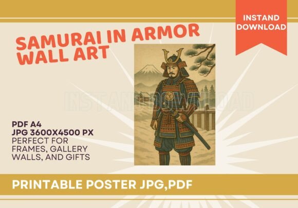 Vintage Japanese Samurai Warrior Retro