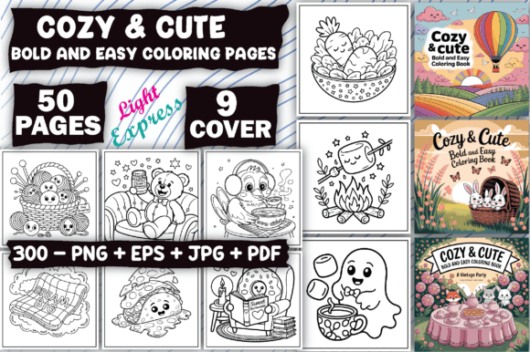 Bold & Easy Cozy & Cute Coloring Pages