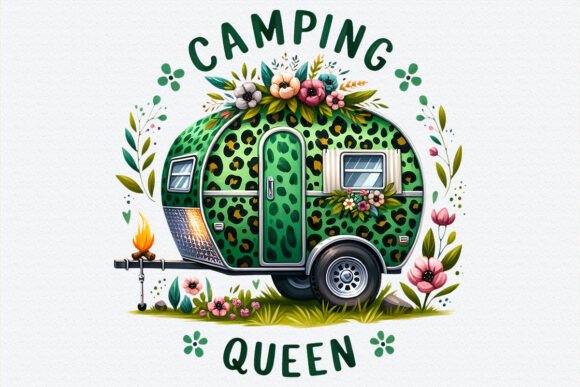 Camping Queen Leopard Caravan Mug Design