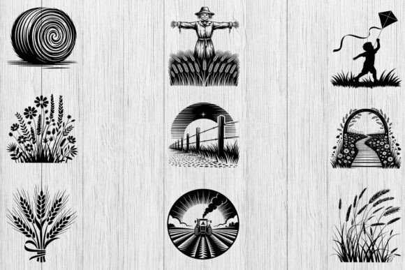 Field & Meadow Scenery SVG Bundle, Farm