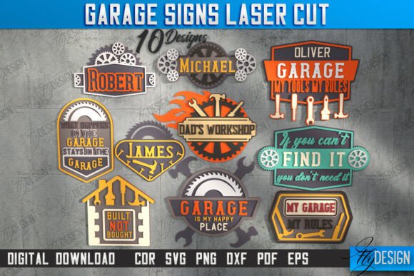 Garage Signs Laser Cut Bundle | CNC File · Creative Fabrica