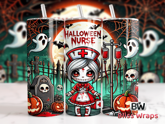 Halloween Nurse 20oz Tumbler Wrap