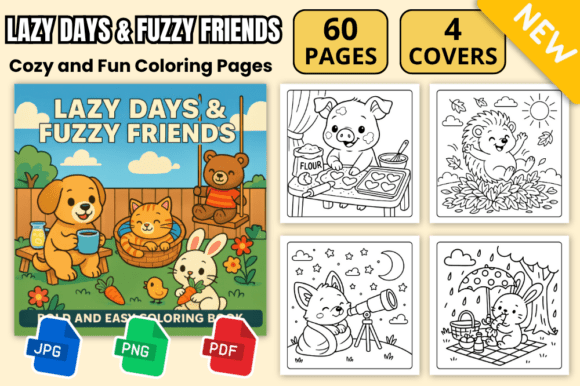 Lazy Days & Fuzzy Friends Coloring Pages