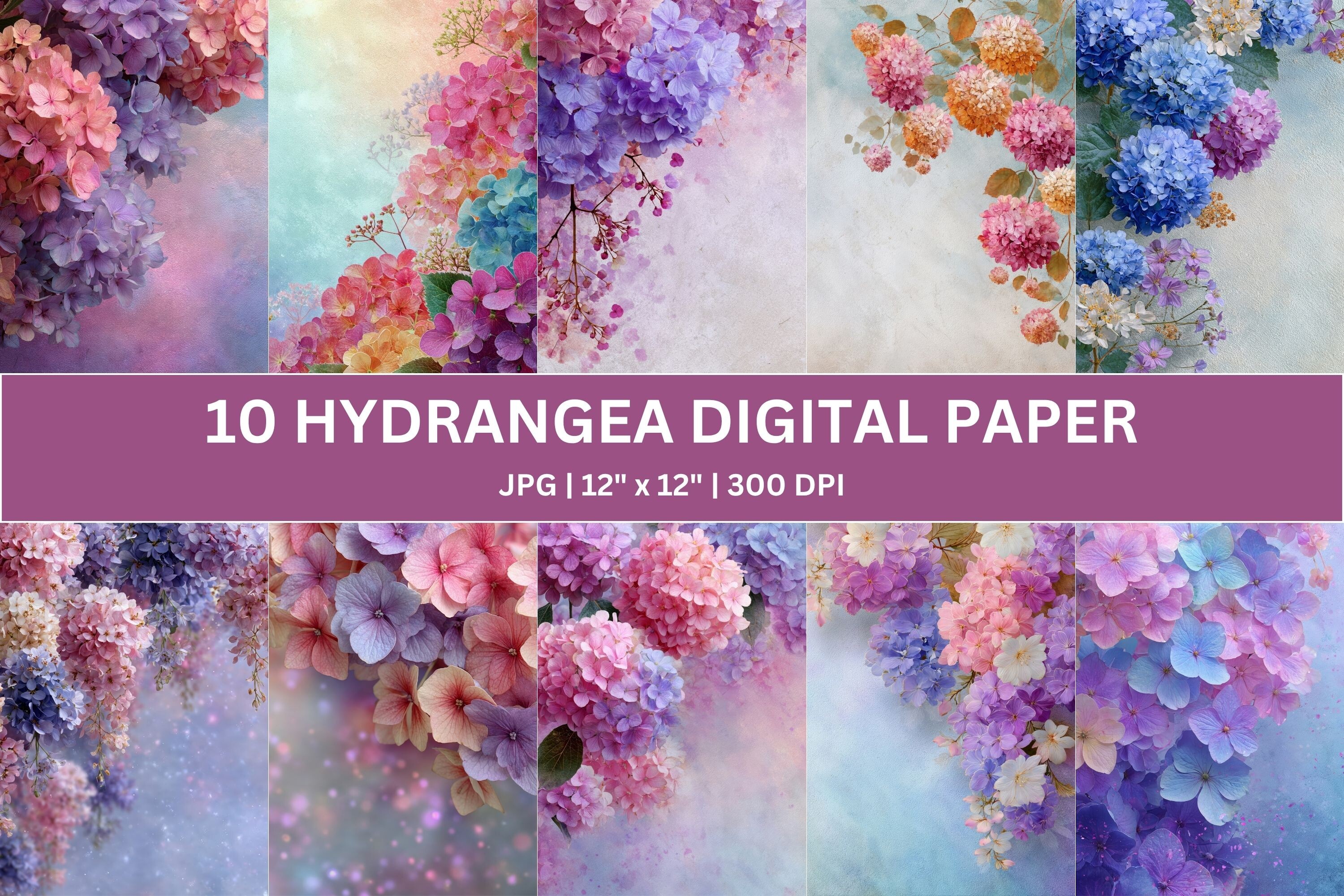 Pastel Hydrangea Paper Pack
