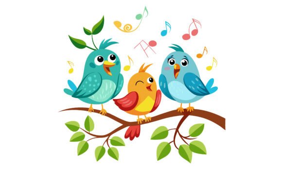 Singing Birds Perched on a Branch Graphic Crafts By rabiulalam97677