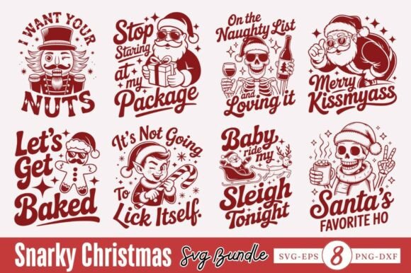Snarky Christmas SVG Bundle – 8 Sarcastic & Retro Holiday Designs