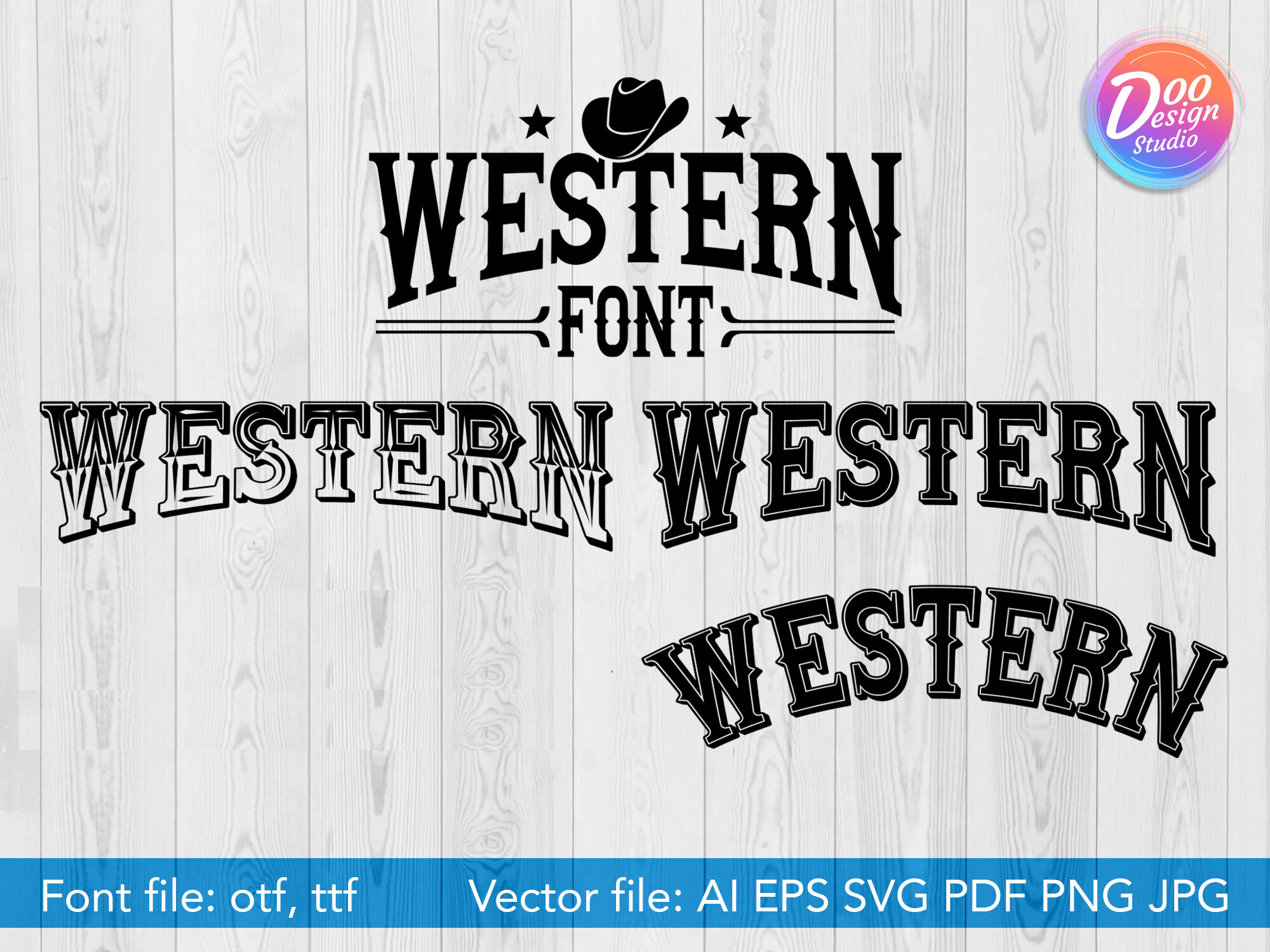 Western Font preview — wood-type western lettering