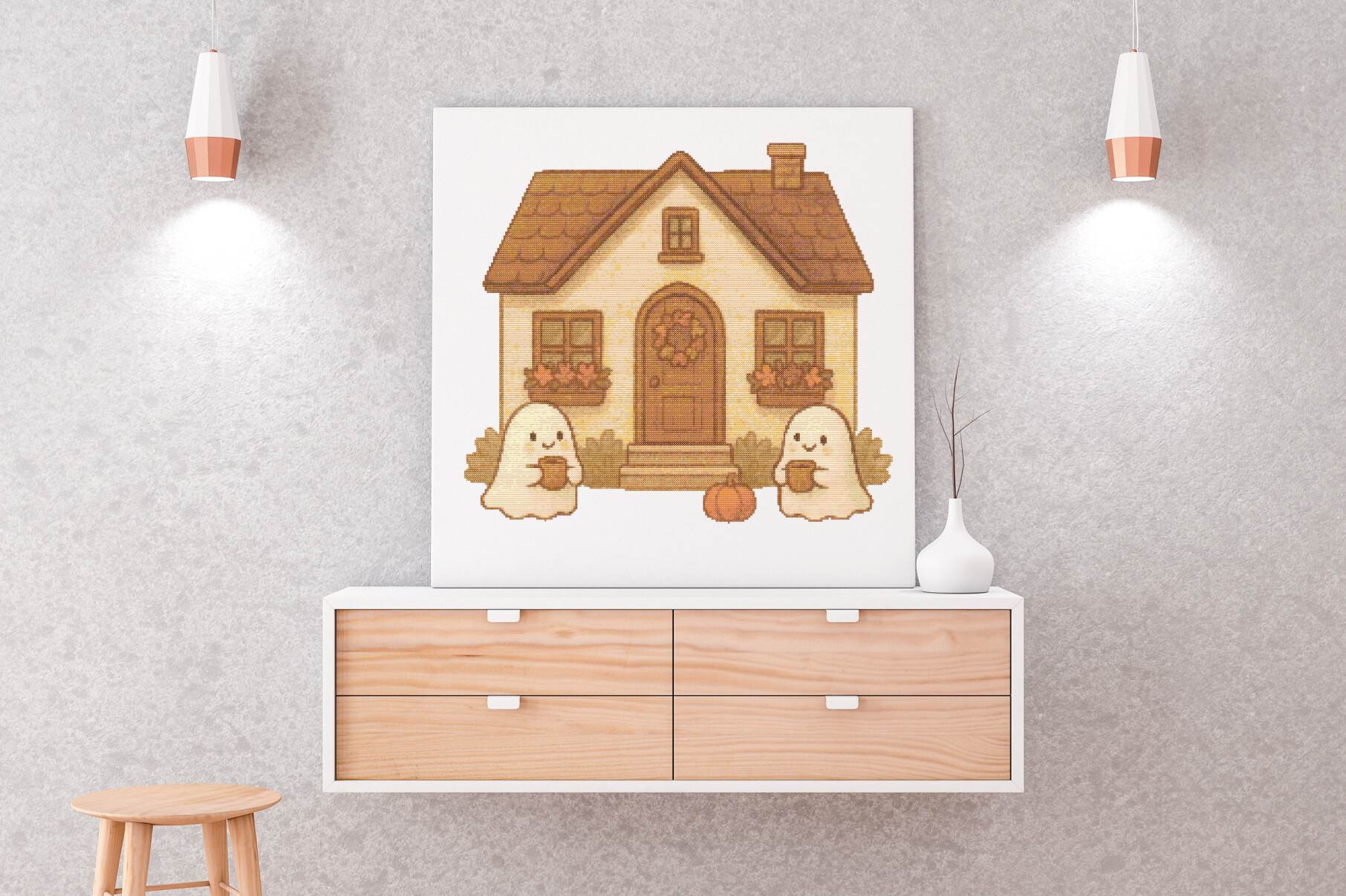 Halloween Cozy Autumn Ghost Cottage
