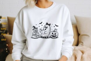 Halloween Ghost Reading Books SVG Vector