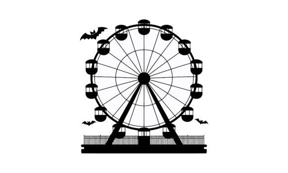 Halloween Ferris Wheel with Flying Bats