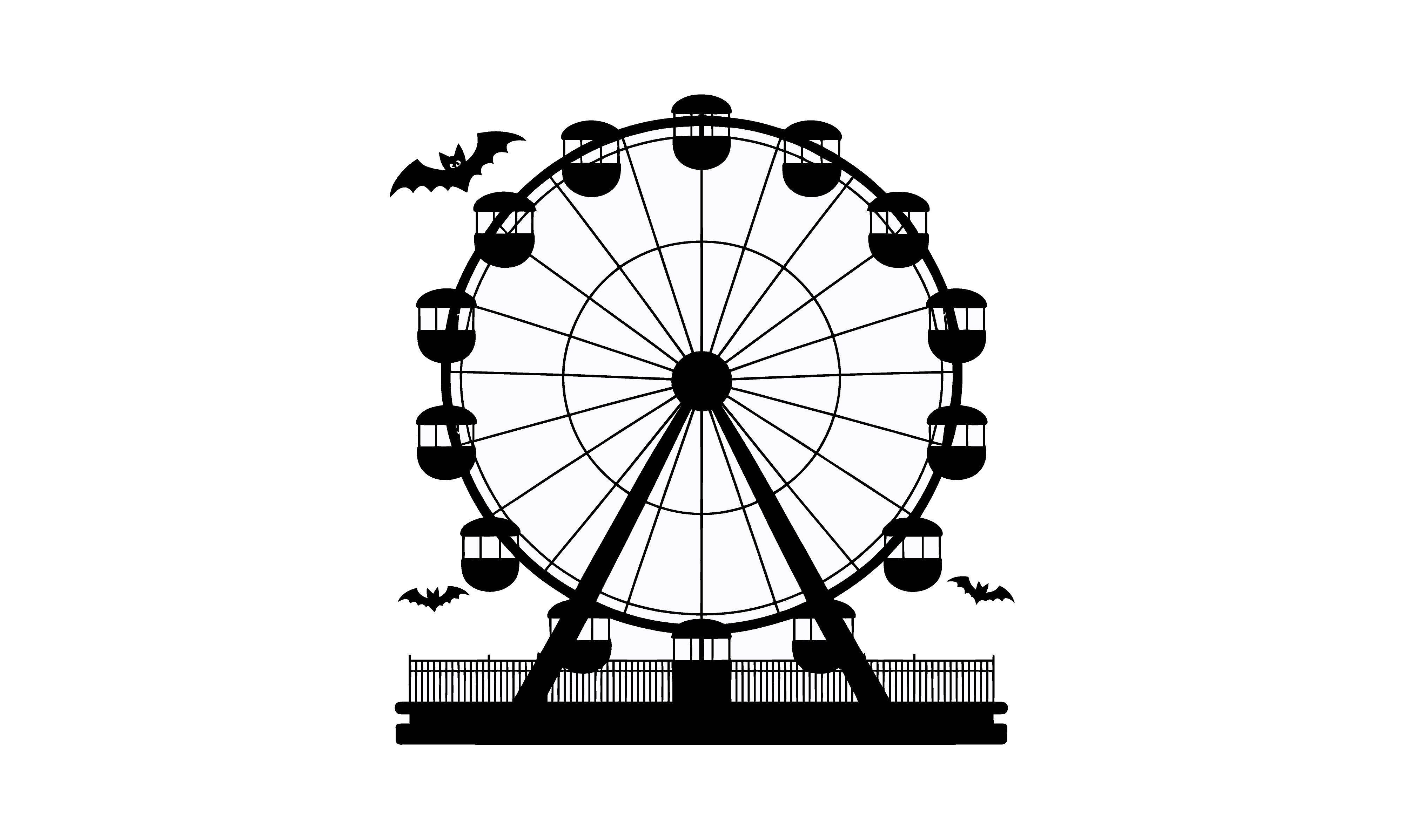 Halloween Ferris Wheel with Flying Bats
