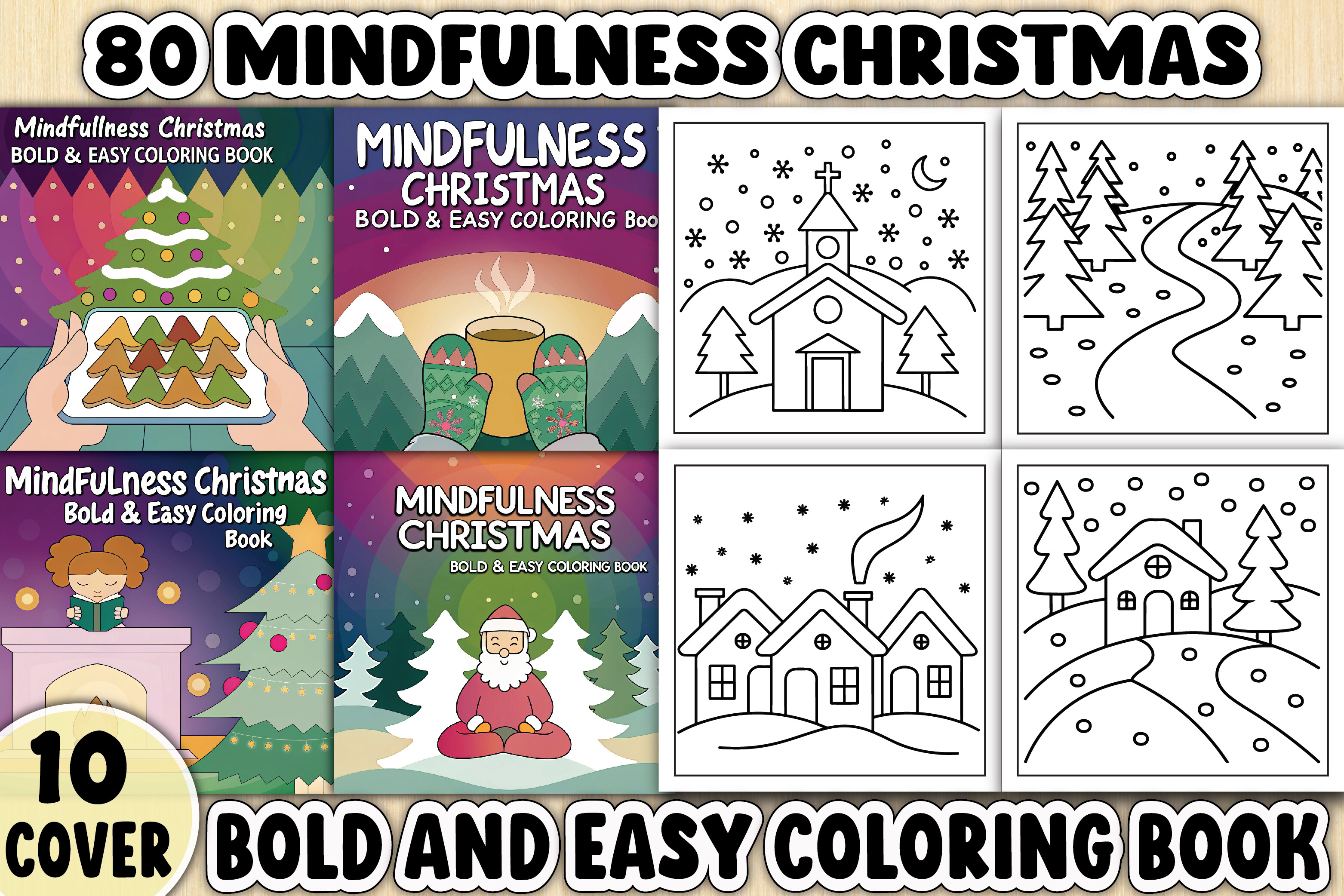 Mindfulness Christmas Coloring Book Page